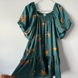 Teal Leopard Print Woman’s Dress